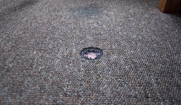 burned hole stained carpet hole repair